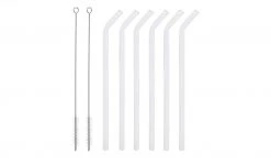 Glas-Trinkhalm-Set | klar gebogen